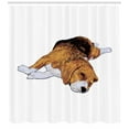 thumbnail image 3 of Beagle Shower Curtain, Before Falling Asleep Dog Animal Sketch Print on Plain Background, Fabric Bathroom Set with Hooks, 69W X 70L Inches, Sand Brown and Charcoal Grey, by Ambesonne, 3 of 3