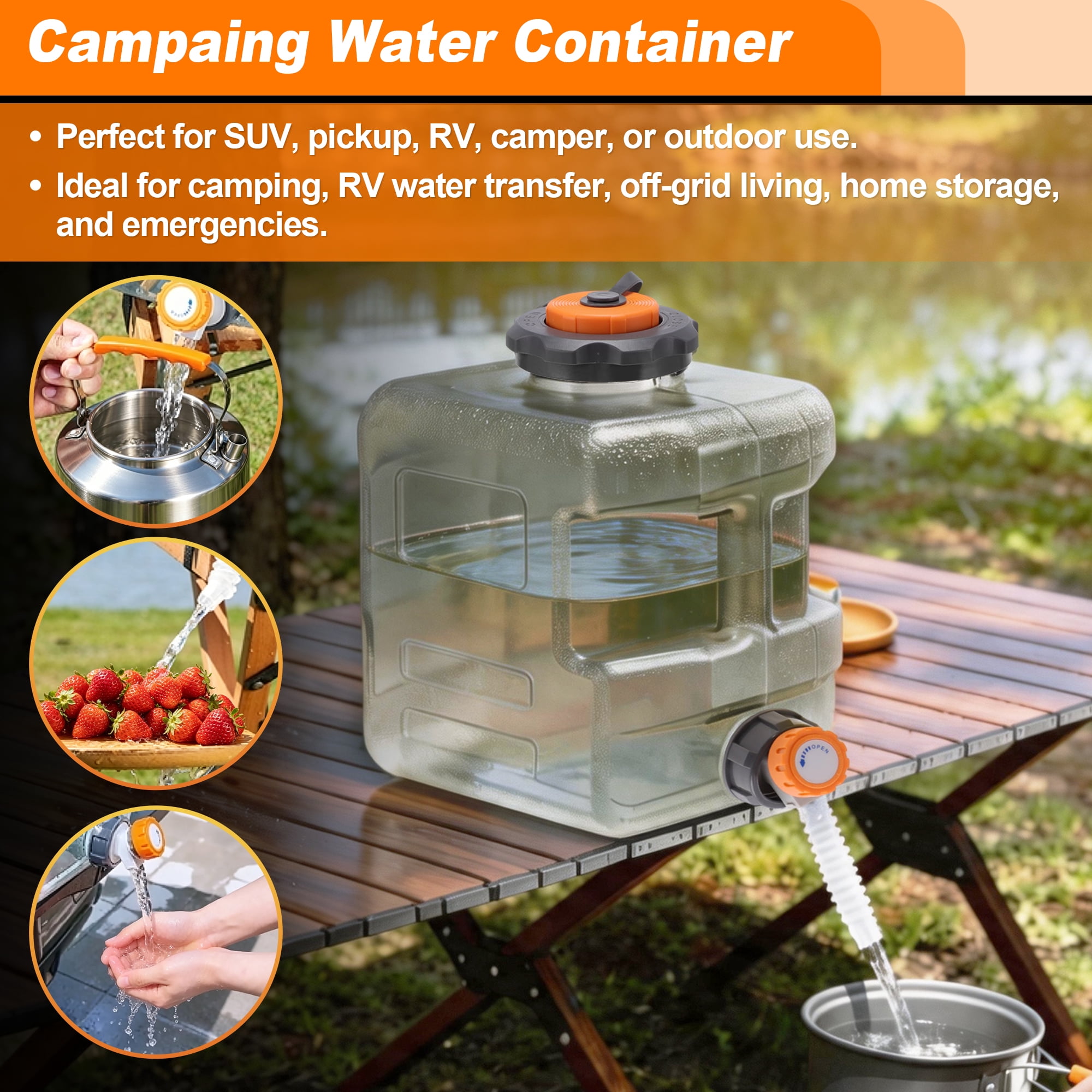 Unique Bargains Camping Water Jug Portable Bucket 5.28 gal