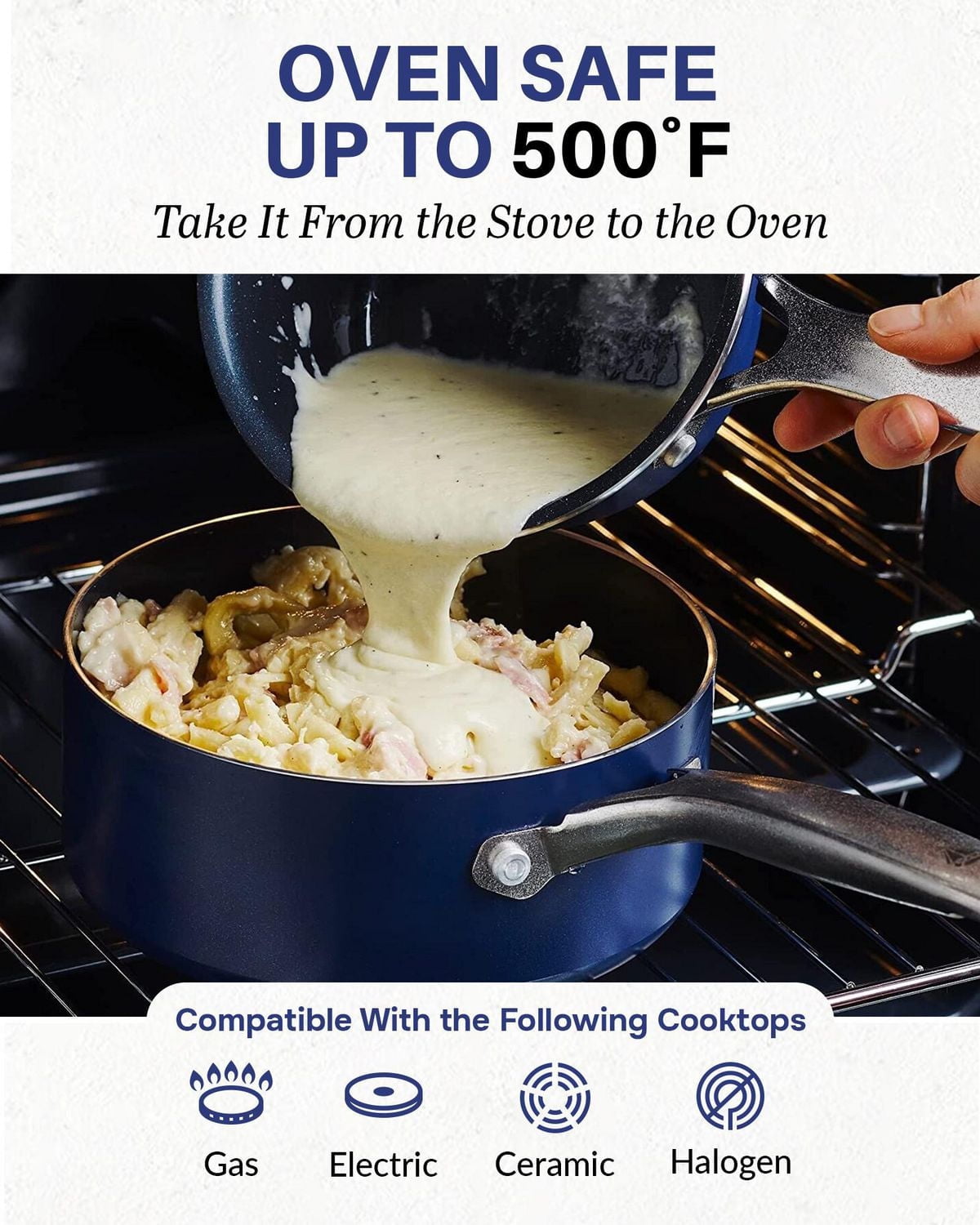 Granitestone 2.5 Quart Non-Stick Blue Saucepan with Glass Lid Durable Aluminum Oven and Dishwasher Safe