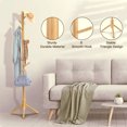 thumbnail image 6 of Coat Rack Stand 2pcs, with 3 Height Options and 8 Hooks Wooden Freestanding Coat Rack for Home, Office, Entryway, Hallway, 6 of 9
