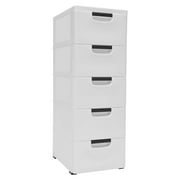 5-Drawer Storage Cabinet PP Vertical Clothes Storage Tower Closet Drawers Tall Dresser Organizer W/ Drawers White