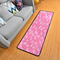 Pink Patterned Grass Elegant Area Rug 72" x 24" Non-Slip Polyester with Cotton Padding