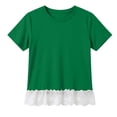 thumbnail image 3 of T-shirts à Manches Courtes pour Filles, Enfants, Mignon, Ourlet en Dentelle, Col Rond, Hauts d'Été, 3 of 7