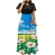 thumbnail image 2 of Puntoco Vestido De Mujer De Manga Corta Con Estampado Floral Estilo Resort Falda Larga De Manga Corta Y Cuello Redondo Negro Xxl,Regalos Para Mujer Joven, 2 of 5