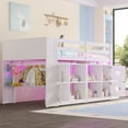 thumbnail image 4 of Twin Low Loft Bed with LED Lights, Wooden Twin Loft Bed with Stairs & Safety Guardrail, Loft Bed with Storage Shelves and Under-Bed Play Space, White, 4 of 9
