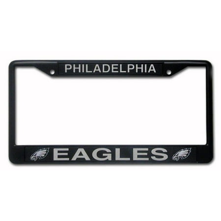 Philadelphia Eagle Black Metal Frame, Chrome license plate frame with team name and logo By Rico