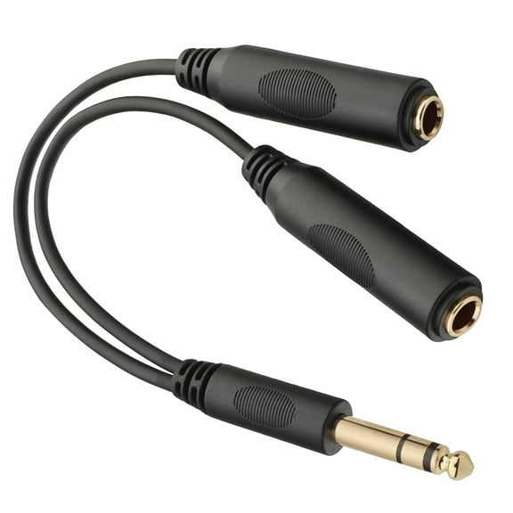 6.35mm (1/4 inch) Jack Splitter Cable(8inches), Headphone Splitter Cable, Splitter, Stereo Male to Dual Stereo Female Jack, Compatible with Headphone, Amplifier, Karaoke