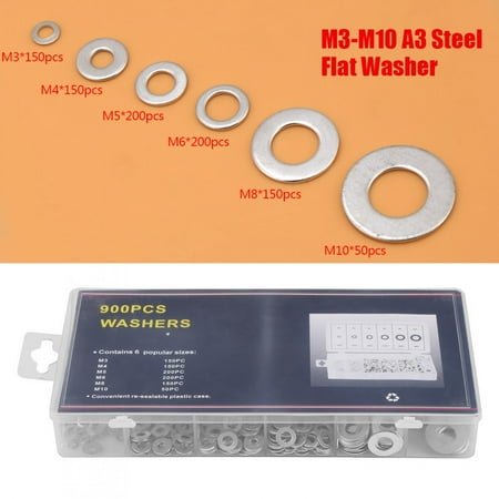

ESTINK Washer Plain A3 Washer Flat 900pcs M3-M10 For Spacer Wear Pad Pre-Load Indicating Device For Electrical Connections
