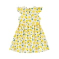 thumbnail image 4 of YEAHDOR Little & Big Girls Floral Printed Dress Cap Sleeve Flared Sundress for Holiday Beach Birthday Party Yellow Lemon 15-16, 4 of 7