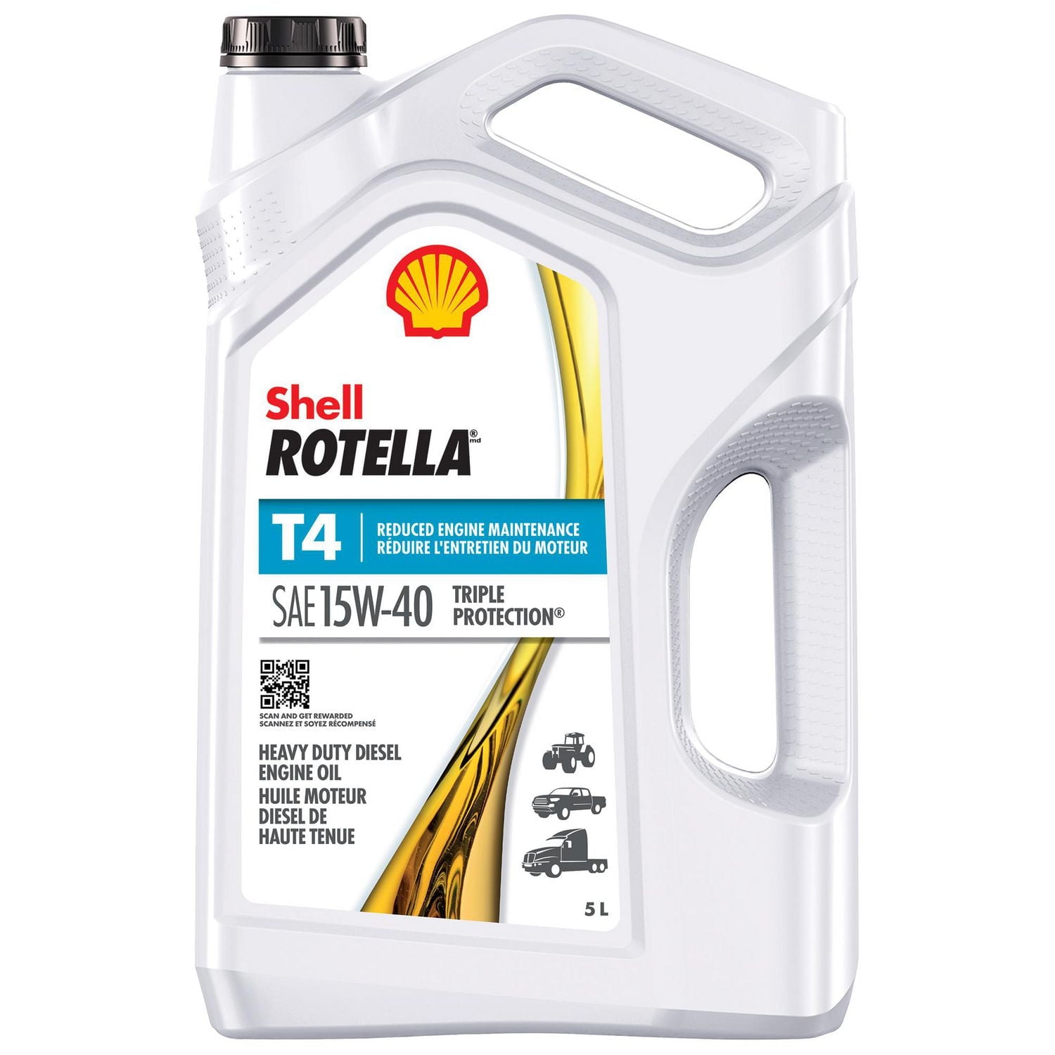 Shell Rotella T4 Triple Protection 15W-40 Heavy Duty Diesel Engine Oil, 5 L