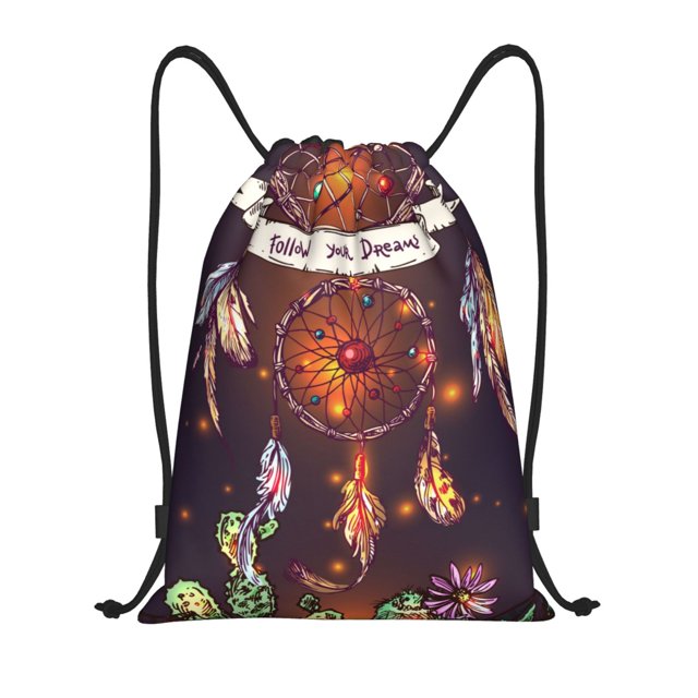 Fotbe Beautiful Dreamcatcher1 Bolsa Mochila con Cordón Estampada, Bolsa de Gimnasio Deportiva, Bolsa Cinch, Bolsa con Cordón para Hombres y Mujeres-Medium
