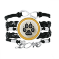 thumbnail image 1 of Lovely Dog Claws Black Pattern Bracelet Love Accessory Twisted Leather Knitting Rope Wristband, 1 of 3