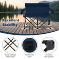 thumbnail image 5 of Biotree 2-Person Folding Outdoor Loveseat Camp Chair with Cup Holders for Camping Beach Picnic, Blue, 5 of 11