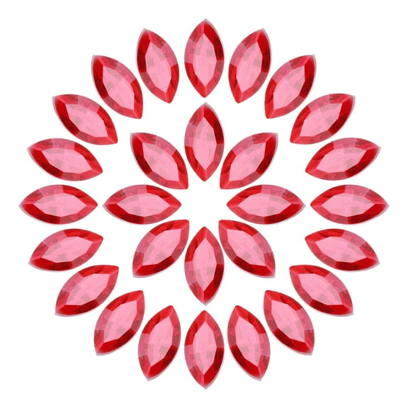 Uxcell 50Pcs Horse Eye Shape Rhinestones Glass Point Back Beads for Jewelry Making, Red 4x8mm