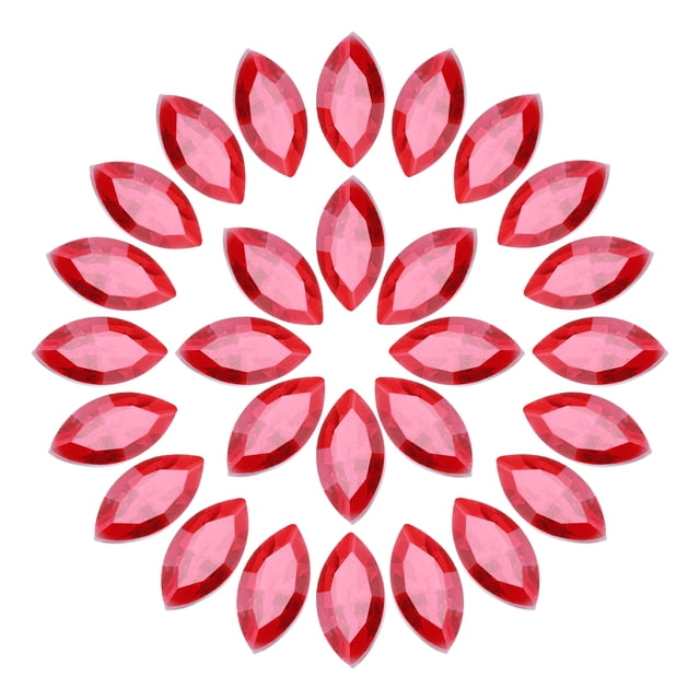 Uxcell 100Pcs Horse Eye Shape Rhinestones Glass Point Back Beads for Jewelry Making, Red 6x12mm