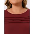 thumbnail image 5 of DARING DIVA Women's Plus Crew Neck T Shirt with Front Tucks 1X Burgundy, 5 of 7
