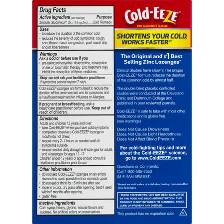Cold-EEZE Natural Honey Lemon Flavor Lozenges, 18 Ct