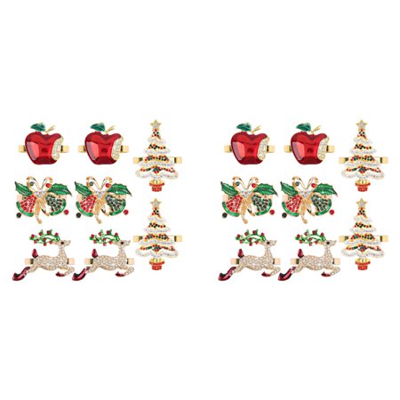 

Christmas Napkin Ring 16 Metal Deer Napkin Rings Holders Rhinestone Napkin Buckles for Holiday
