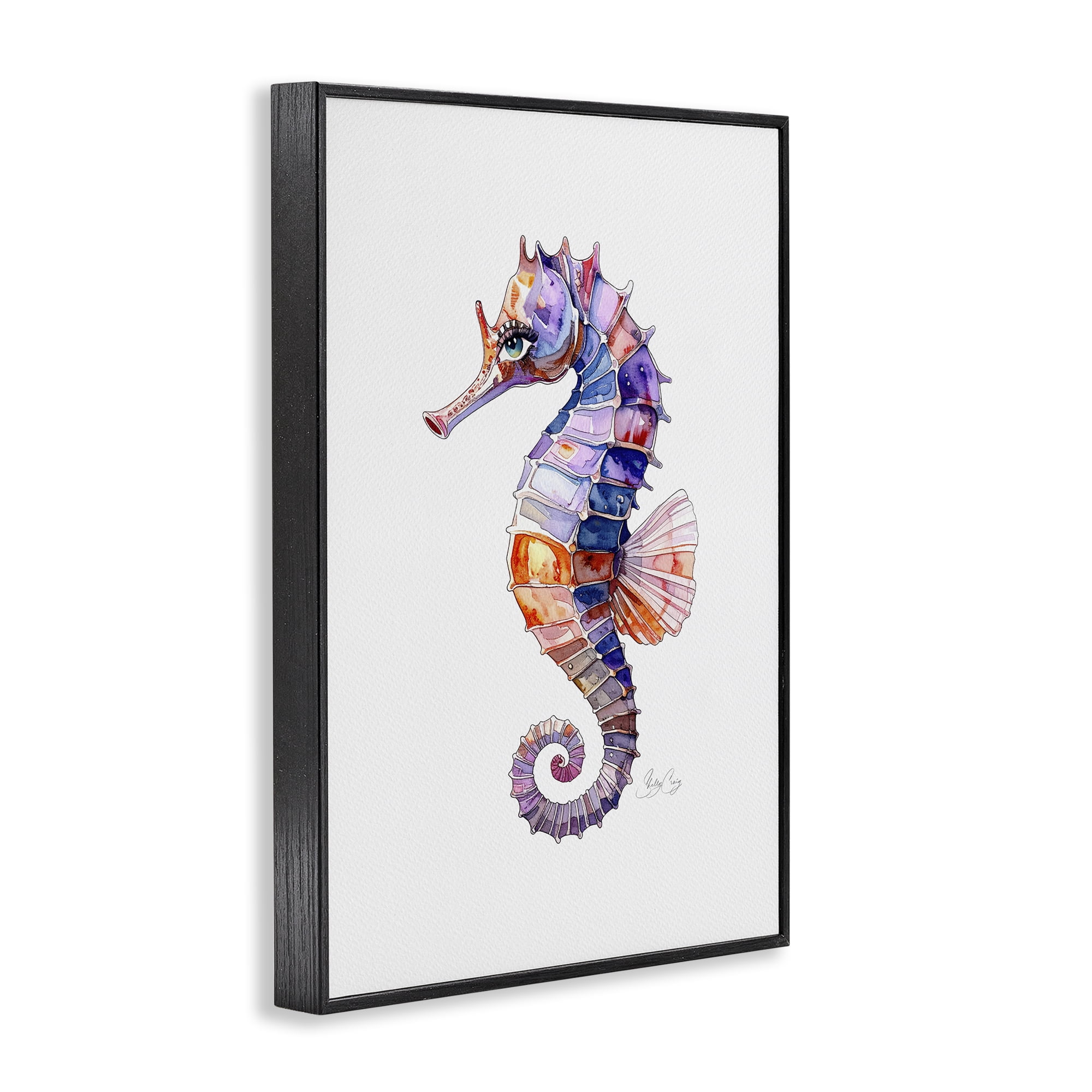 Stupell Industries Sea Whisper Seahorse Black Framed Giclee Art, design by Shelly Craig