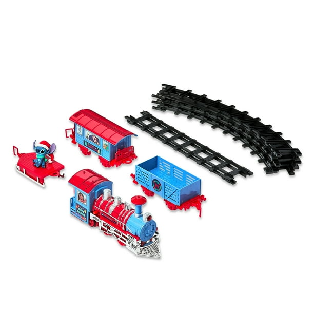 Disney Stitch Express Train Set, 12 Piece Set, Blue, Red Plastic