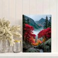 thumbnail image 2 of Quebec Foggy Red Maple Mountain Autumn Canvas Print, Moody Fall Nature Landscape Home Wall Decor Art, 2 of 8