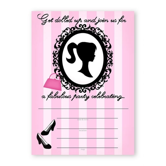 Glamour Girl Party LARGE Invitations - 10 Invitations   10 Envelopes