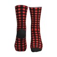 thumbnail image 2 of Women's Men's Red Black Buffalo Check Plaid Pattern Colorful Novelty Pattern Crew Athletic Socks, 2 of 7