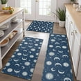 thumbnail image 2 of Dark Blue Sun Moon Star Pattern Kitchen Rugs Sets Of 3,Kitchen Runner Rugs Non Skid Washable,Decorative Kitchen Floor Mats for Kitchen,Sink,Laundry,17"x30"+ 17"x47" + 17"x59", 2 of 6