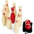 thumbnail image 2 of Brybelly Wooden Lawn Bowling Set | Classic Outdoor Lawn Game for Families and Children | Great for Birthday Parties, Picnics, BBQs, and More | Comes with 10 Pins, Two Wooden Balls, and Carry Bag, 2 of 6