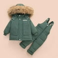 thumbnail image 2 of Gpaecead 1-3T Boys And Girls Baby Winter Snowsuit Coat Thick Detachable Overalls Two-Piece Down Puffer Jacket Green, 2 of 4