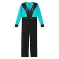 thumbnail image 3 of YiZYiF Kids Boys Long Sleeve Rhinestones Latin Dance Jumpsuit Figure Skating Leotard Dancewear Blue Green 6, 3 of 5