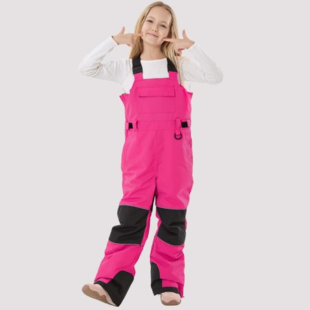 Letdown Kids Snow Bibs - Girls Boys Snow Pants Ski Bib Overall Waterproof_Windproof Warm for Toddler Little Big Kid Teen Unisex Ski Pants (#02-Red 6-7 Years)