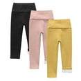 thumbnail image 3 of MKOSPLRT 3 Pack Toddler Girl Fleece Lined Leggings Size 2-9 Years High Waist Stretch Leggings Solid Slim Fit Warm Leggings Comfy Sleeppants, 3 of 4