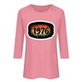 thumbnail image 2 of Uootdi Hauts pour Femmes Manches 3/4 Col Rond Imprimé Arc-en-Ciel Rétro 1976 Coupe Décontractée T-Shirts Nostalgiques d'Été Cadeau, 2 of 4