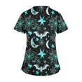 thumbnail image 2 of Tops Cortos para las Mujeres, Halloween Impreso en Cuello en V con Bolsillo, Moda Casual Manga Corta, 2 of 5