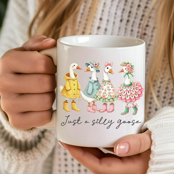 Just A Silly Goose Mug, Ceramic Coffee Mug, Dresses Geese Coffee Mug, Geese Coffee Cup, Silly Goose Mug, Cute Bird Gift, Goose Gifts