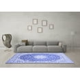thumbnail image 3 of Ahgly Company Machine Washable Indoor Rectangle Medallion Blue Traditional Area Rugs, 3' x 5', 3 of 4