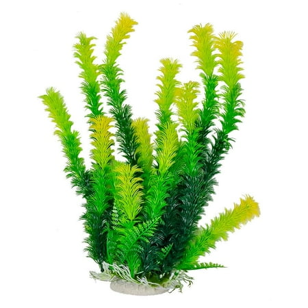 UPC: 0819603014587 | AQUATOP 12 Inch Green Aquarium Plant with Light Tips and Weighted Base PD-BH38