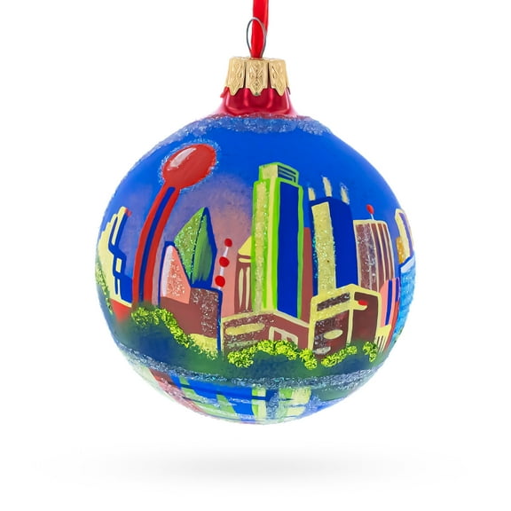 Dallas, Texas, USA Glass Christmas Ornament 3.25 Inches