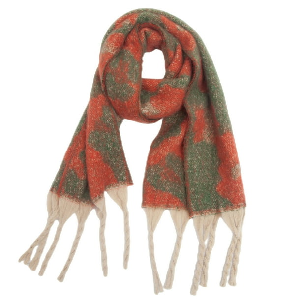 Bufanda cálida para mujer, chal colorido, suave, cómodo, elegante para clima frío, bufanda grande con estampado de leopardo y flecos de jacquard, bufanda larga de moda, borlas de cola de