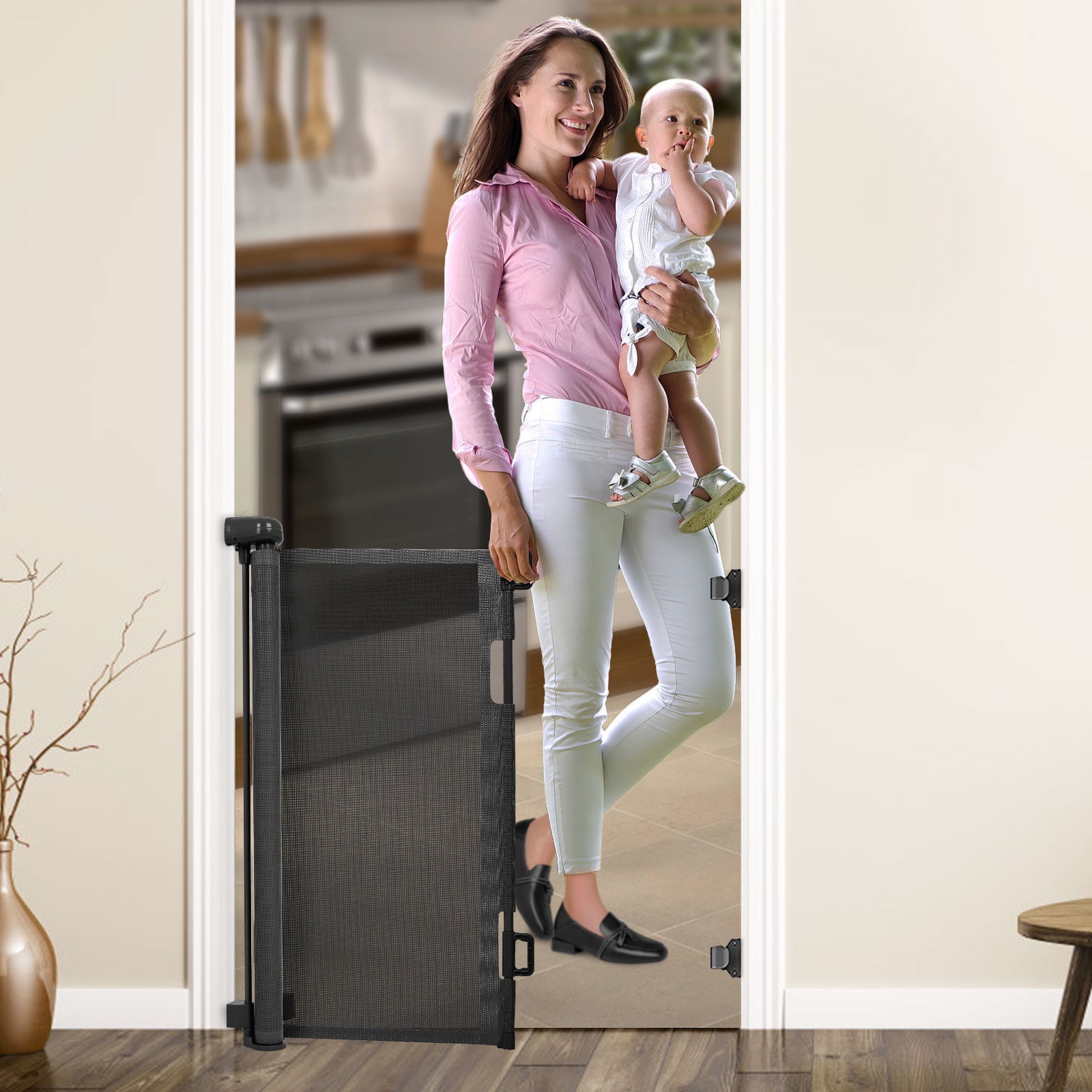 Ducle Dom Retractable Baby Gates, 33" Tall, Extends up to 55" Wide
