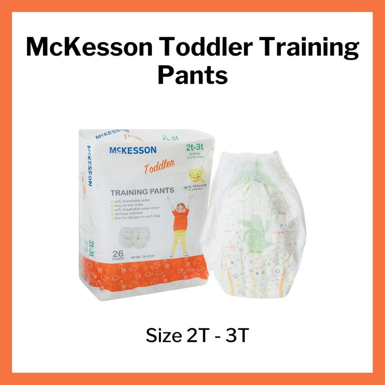 McKesson Disposable Toddler Training Pants, Soft and Stretchable, Size  2T-3T, 26 Count, 1 Pack 