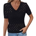 thumbnail image 2 of Women's Solid Color Hollow Out Woven Sweater Cardigan Casual Open Front Jacket, 2 of 9