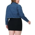 thumbnail image 3 of Unique Bargains Women's Plus Washed Ripped Cropped Frayed Casual Denim Outerwear Jacket 2X Dark Blue, 3 of 6