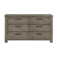 thumbnail image 2 of Benjara Niti 63 Inch Wide Dresser, 6 Drawers with Black Handles, Plank Style, Gray, 2 of 5
