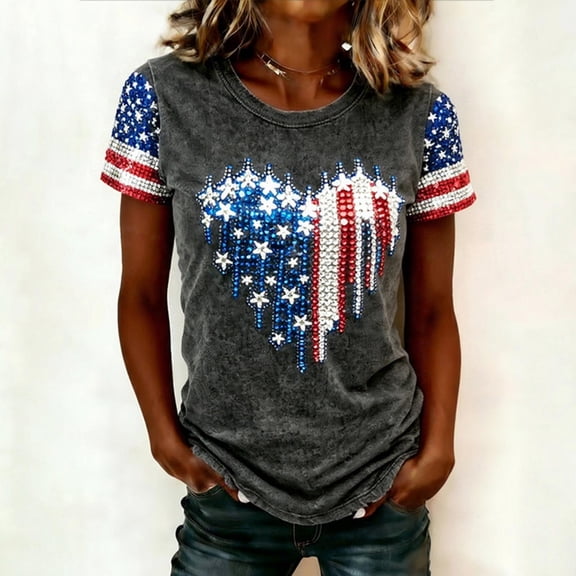 MAIHAN 250th Anniversary Usa Shirt Women American Flag Print Plus Size American Flag Shirts Summer Baggy Tops American Birthday Shirts Tops