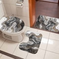 thumbnail image 4 of Black Marble Bath Mat 3 Piece Bathroom Rug Set, Retro Chic Abstract Mottled Texture Art Non Slip Bath Rug Contour Mat and Toilet Lid Cover, Absorbent Shower Mats Soft Bath Rugs and Mats Sets, 4 of 8