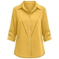 thumbnail image 6 of Women Shirts Casual Collared Loose Fit Blouses Lapel Collared Long Sleeve Solid Color Button Down Fashion Tops, 6 of 7