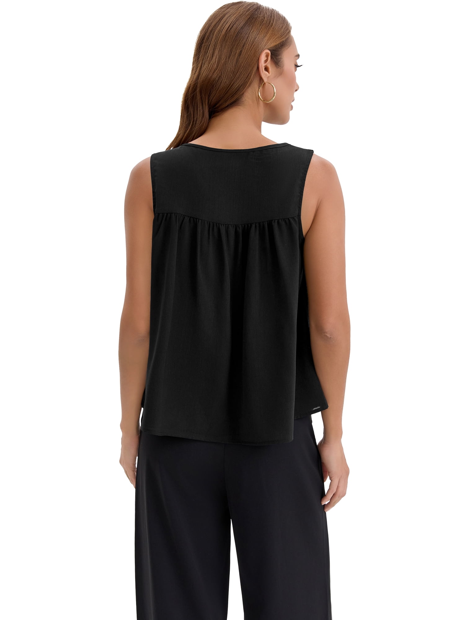 DARING DIVA Women's Babydoll Tank Summer Peplum Sleeveless Casual Flowy Shirts S Black