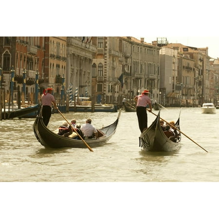 Tourist Ride in Gondolas on the Grand Canal in Venice, Italy Print Wall Art By David